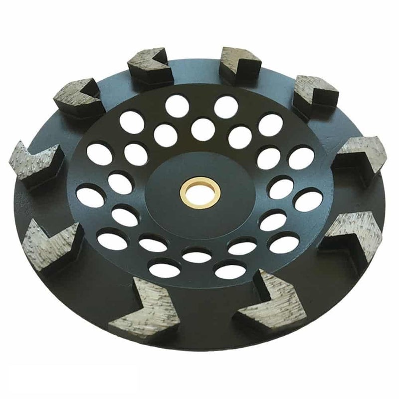 EDiamondTools 7" High Performance Diamond Grinding Wheels for Concrete, Paint, Epoxy, Mastic, Coating Removal, #30/40 Grit, 10 Arrow Segments, 7/8"-5/8" Arbor - Image 1